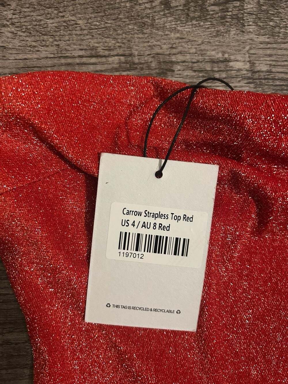 Princess Polly Carrow Strapless Top Red Size US 4 - Picture 2 of 4